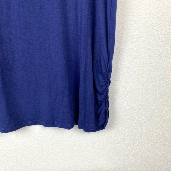 Plus Size 1X Blue Embellished Scoop Neck Ruch Sides Faded Glory EUC - Picture 6 of 9